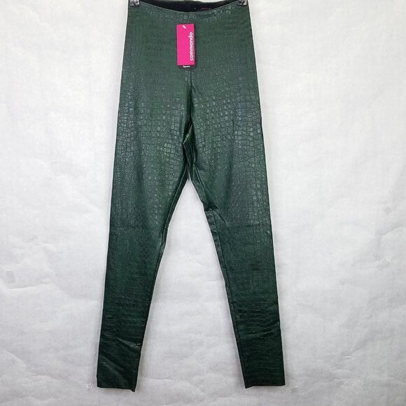 Commando Perfect Control Leggings Womens M Faux Leather High Rise Green Croc NEW - Picture 1 of 13